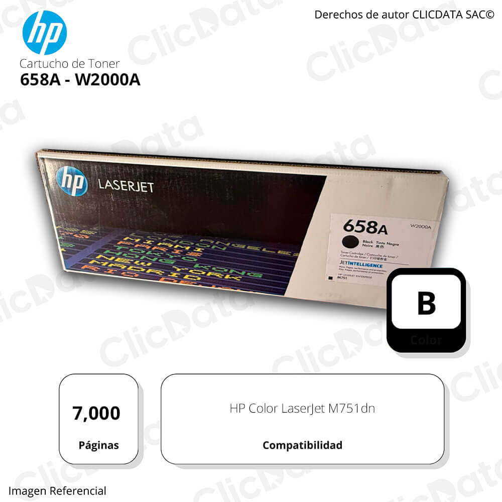 Toner Hp 658A Black W2000A 7,000 Pág. M751dn Original