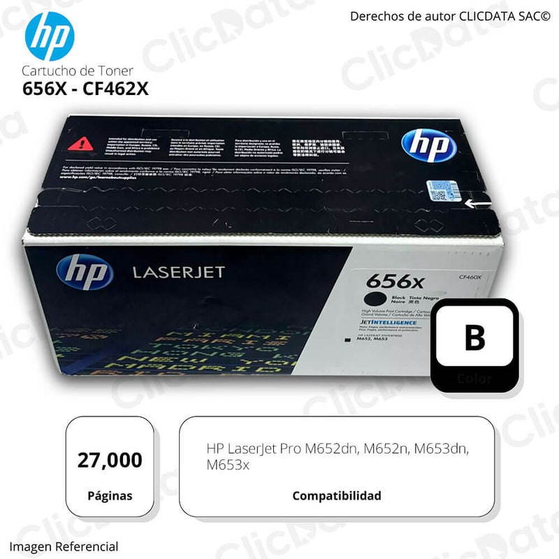 Toner Hp 656X Negro Cf460X 27,000 Pág. M653dn, M652dn Original
