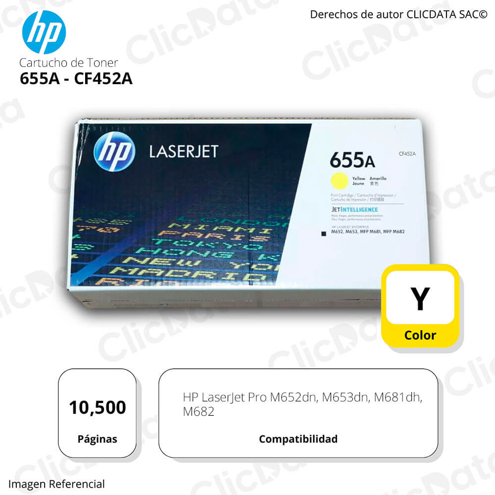 Toner Hp 655A Yellow Cf452A 10.500 Pág. M681dh, M682 Original