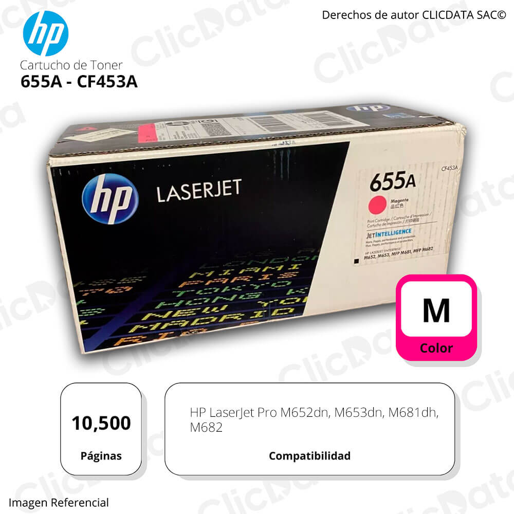 Toner Hp 655A CF453A Magenta 10.500 Páginas M681dh, M682 Original