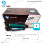 Toner Hp 653A Cyan Cf321A 16,500 Pág. M680f, M680dn Original