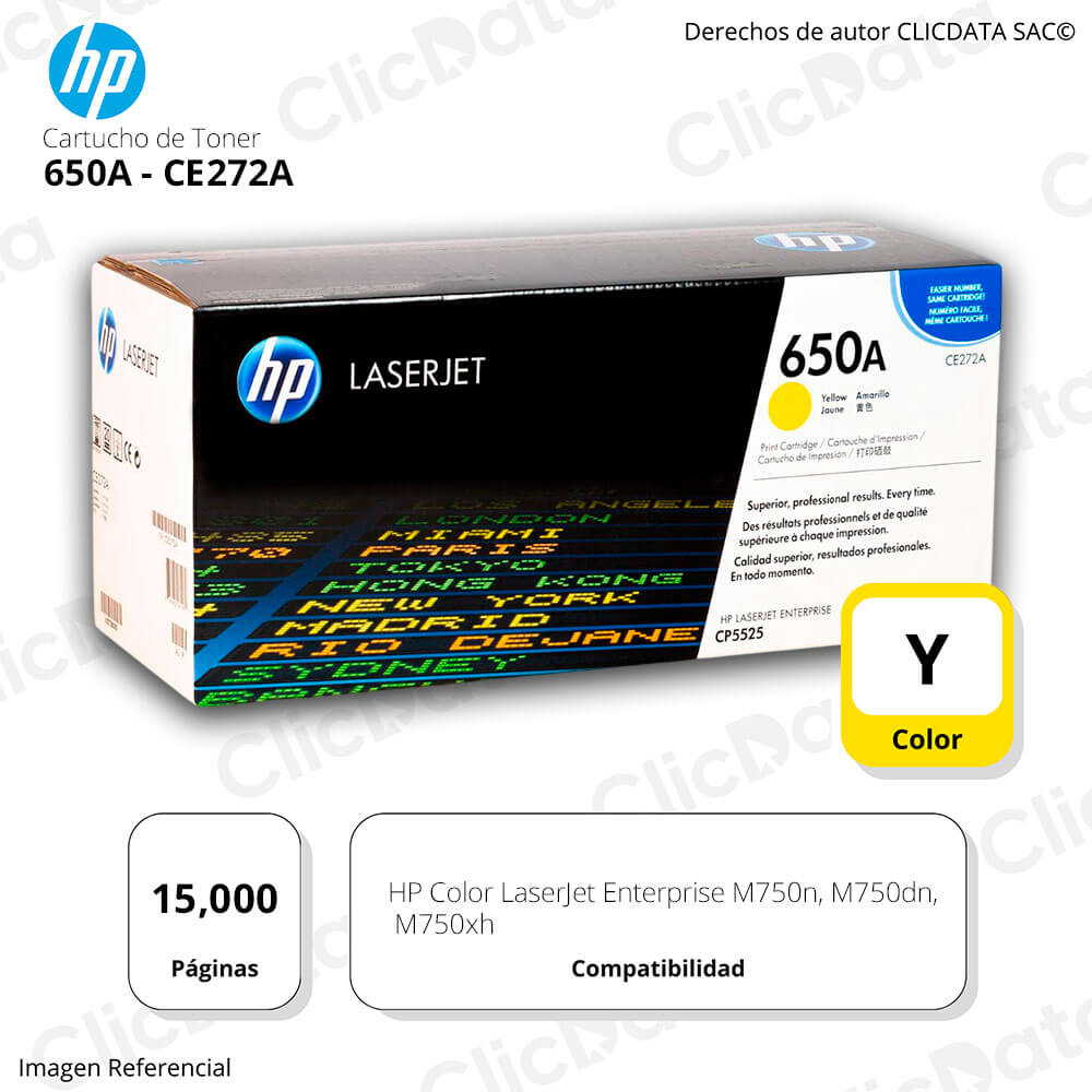 Toner Hp 650A Yellow CE272A 15,000 Pág. M750n Original