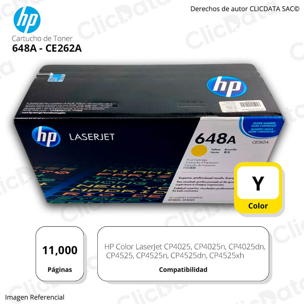 Toner Hp 648A Yellow Ce262A 11,000 Pág. CP4025dn Original