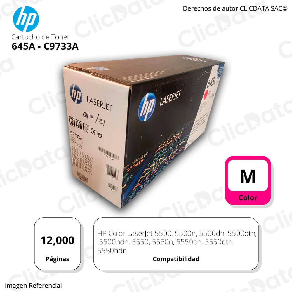 Toner Hp 645A Magenta C9733A 12,000 Pág. 5500 Original