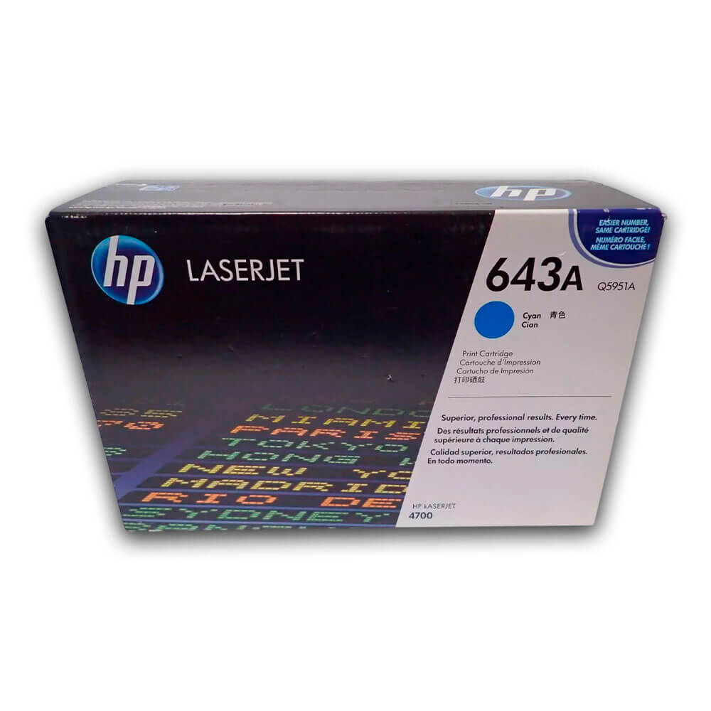 Toner Hp 643A Cyan Q5951A 10,000 Pág. 4700dtn Original