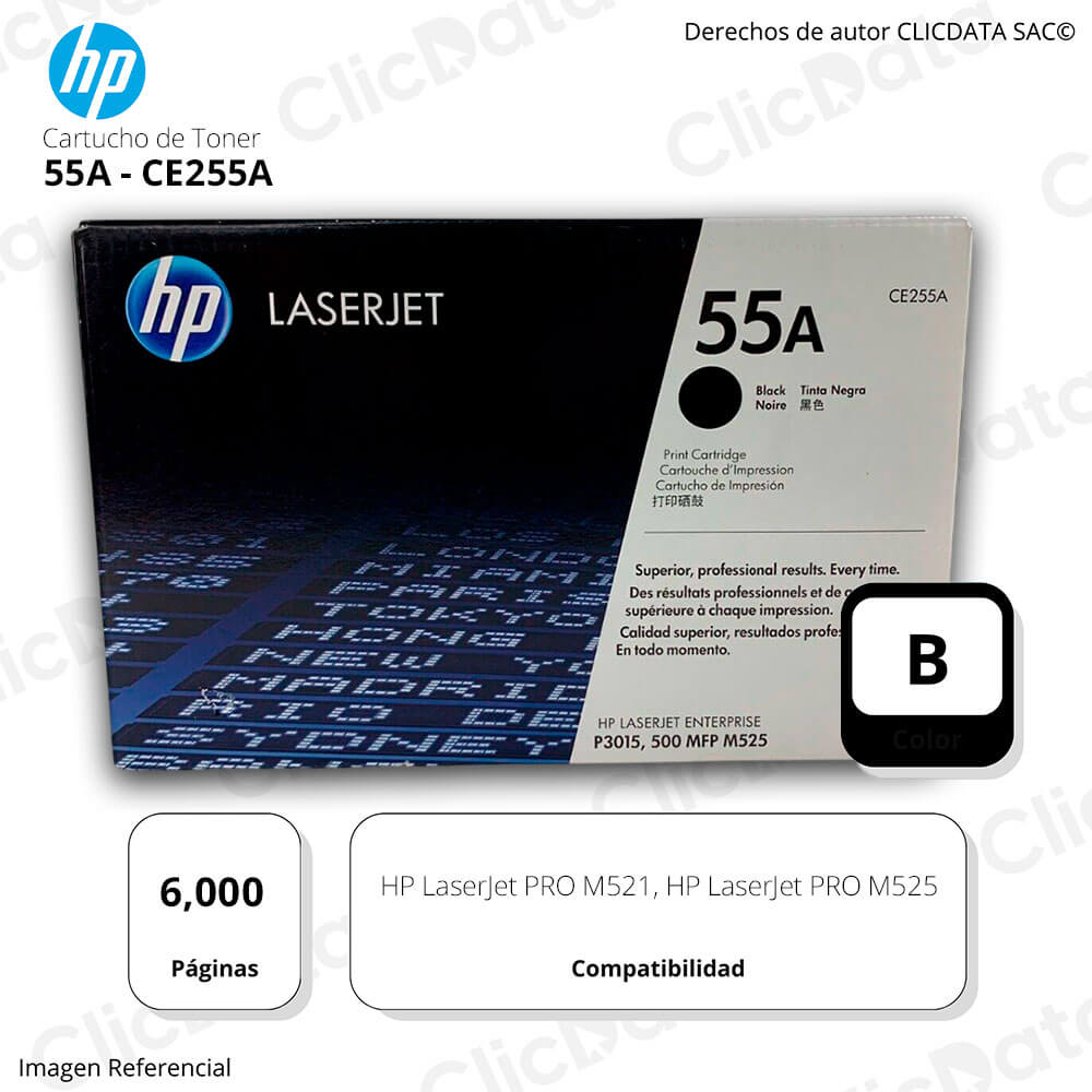 Toner HP 55A CE255A Black 6,000 Páginas M525dn, M521dn Original