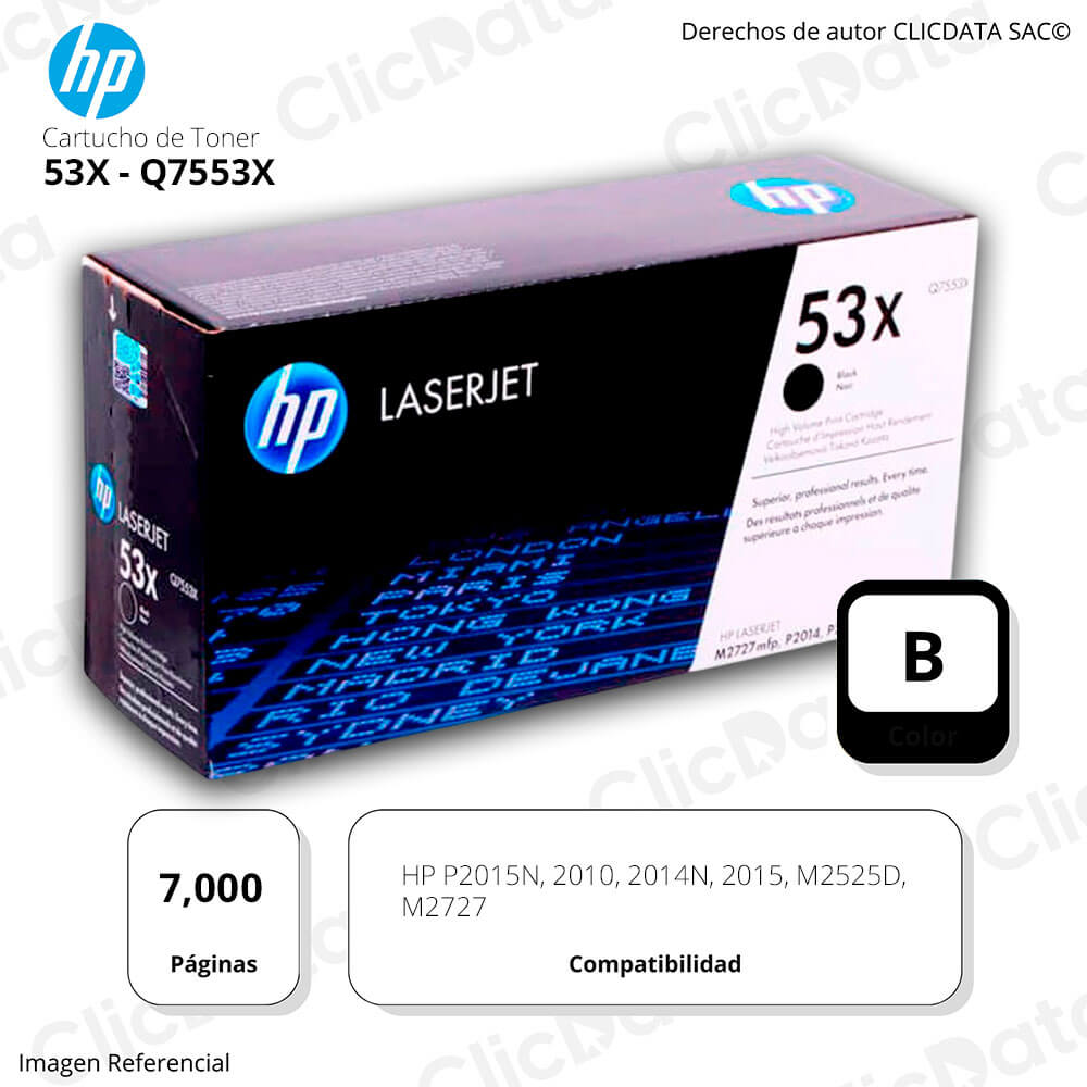 Toner HP 53X Q7553X Black 7,000 Páginas M2525, M2727 Original