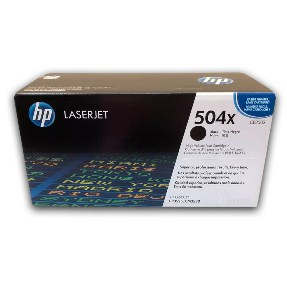 Toner Hp 504X Negro Ce250X 10,500 Pág. CP3525, CM3530 Original