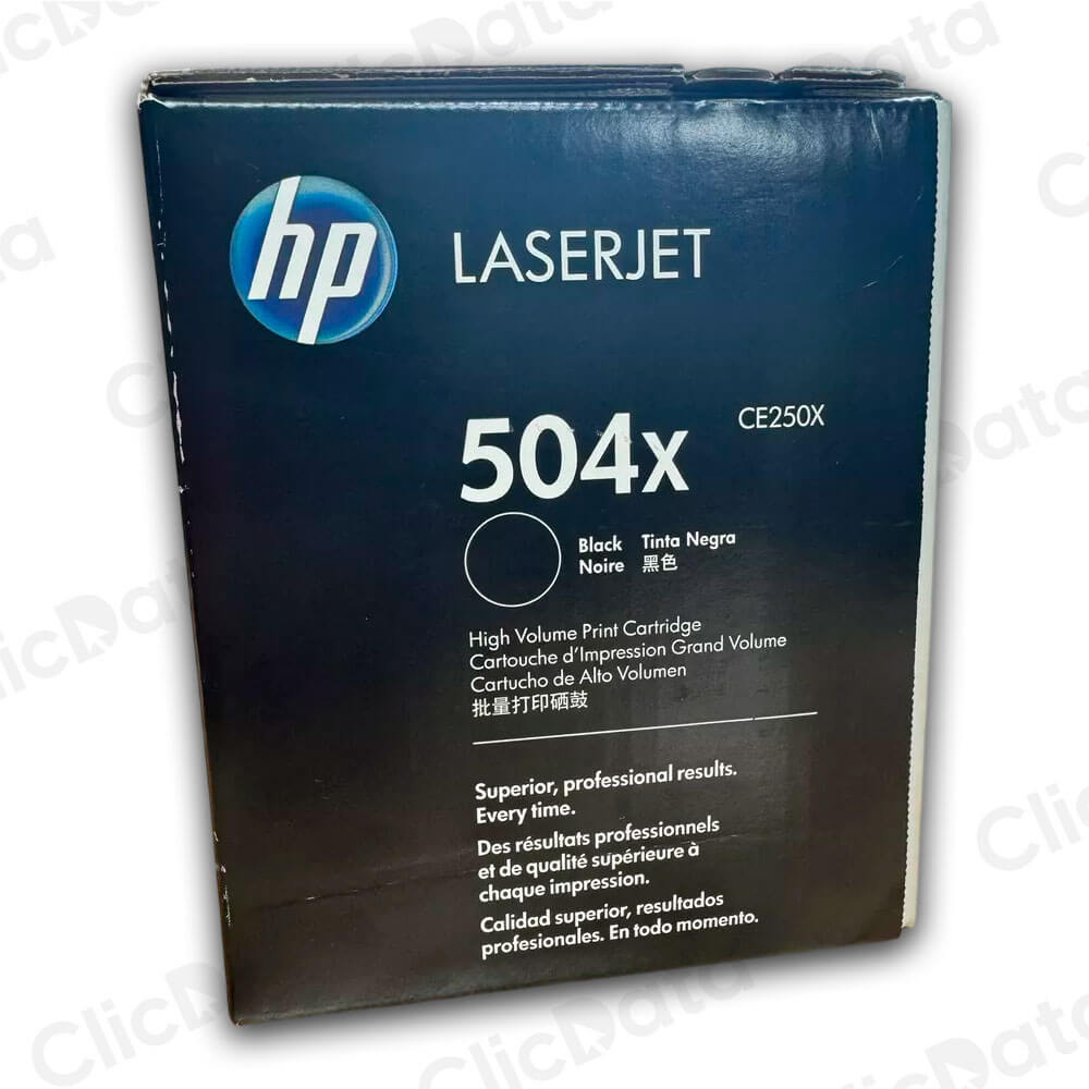 Toner Hp 504X Negro Ce250X 10,500 Pág. CP3525, CM3530 Original