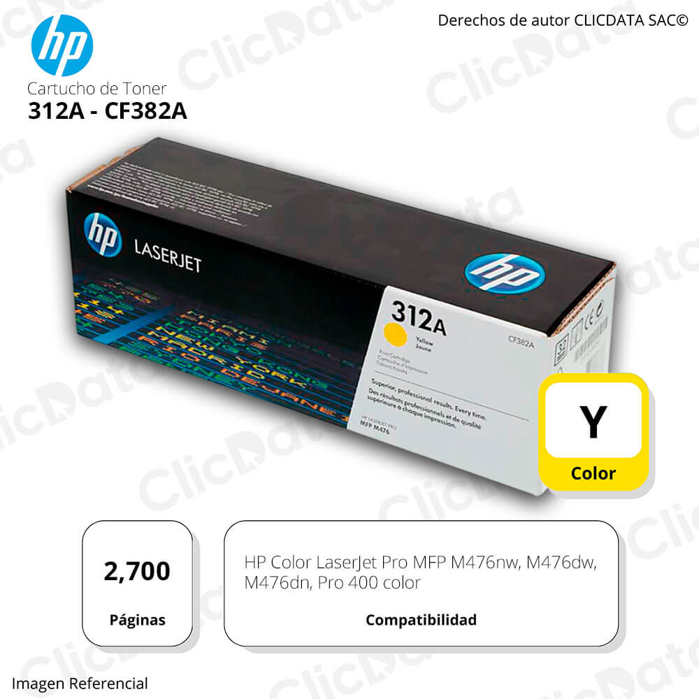 Toner Hp 312A Yellow Cf382A 2,700 Pág. M476dn Original