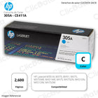 Toner Hp 305A Cyan Ce411A 2,600 Pág. M451DW, M475DW Original