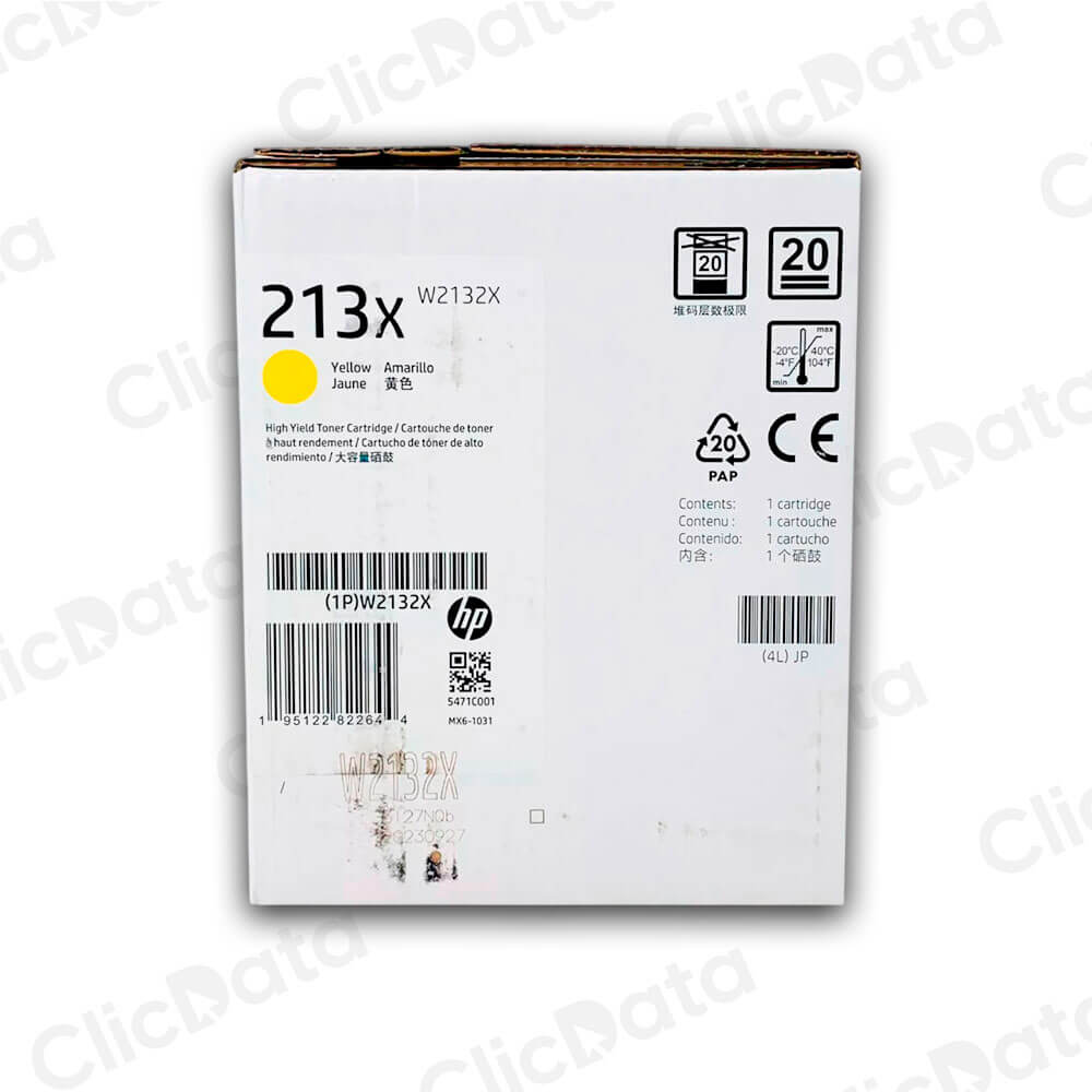Toner Hp 213X Yellow W2132X 6,000 Pág. 5700, 6800, X677 Original