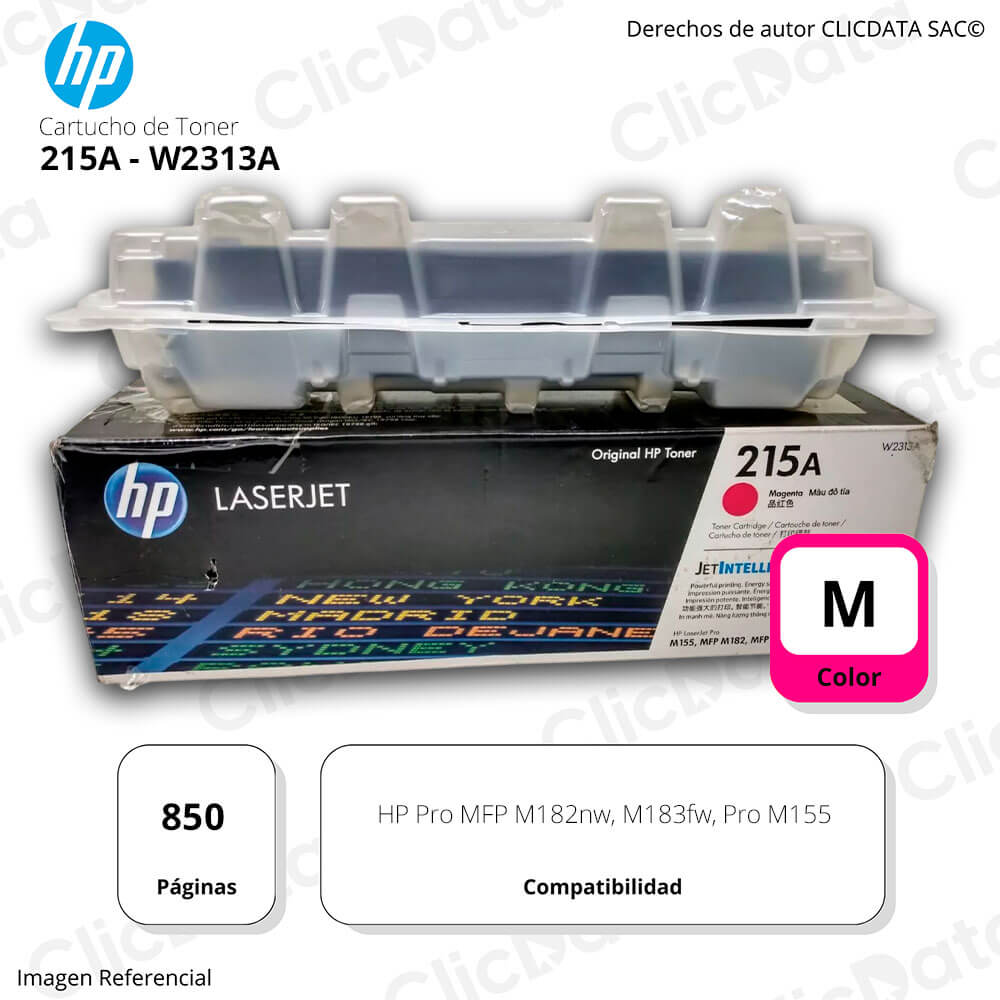 Toner Hp 215A Magenta W2313A 850 Pág. M183fw, M182 Original