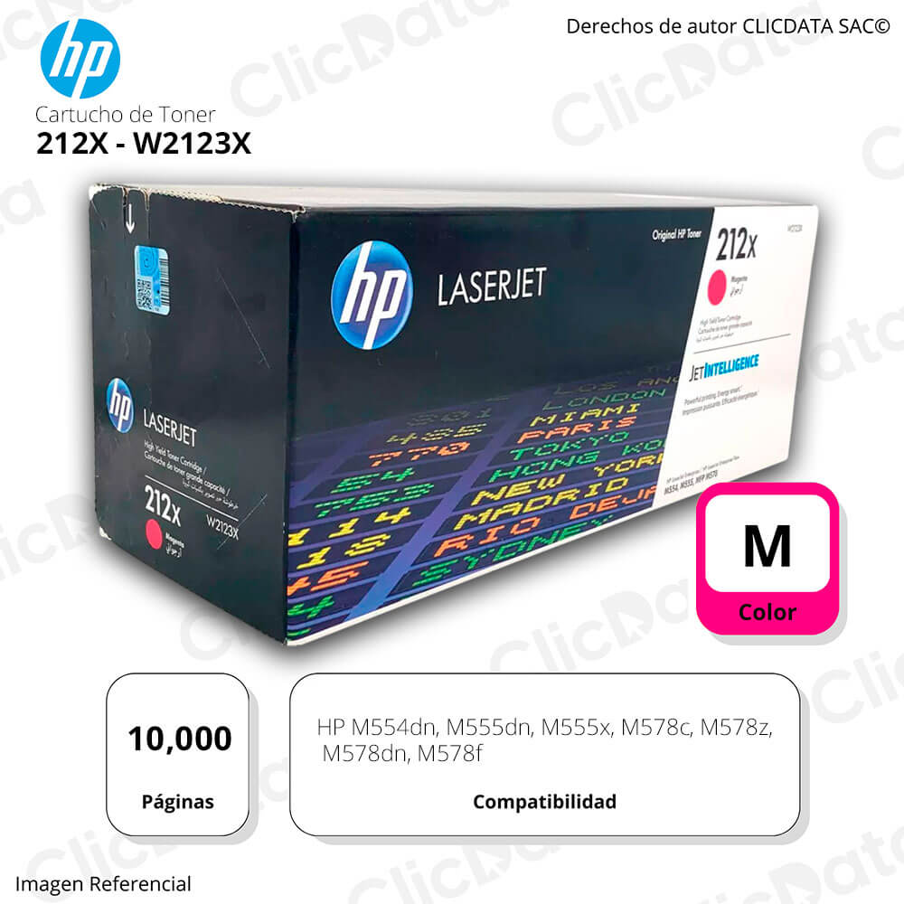 Toner Hp 212X Magenta W2123X 10K Pág. M554dn, M578dn Original