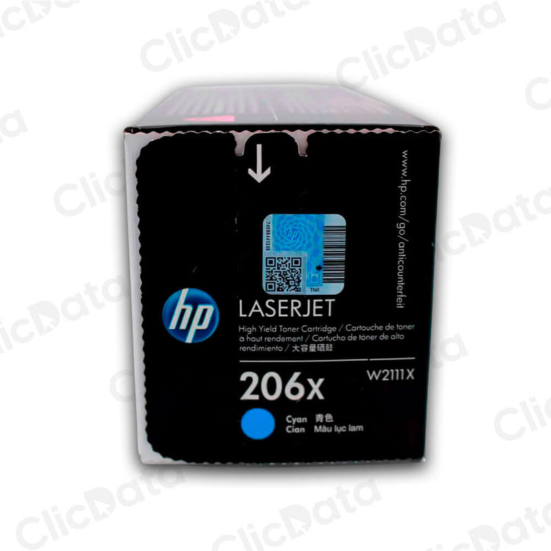 Toner HP 206X Cyan W2111X 2.450 Pág. M283cdw, M255dw Original