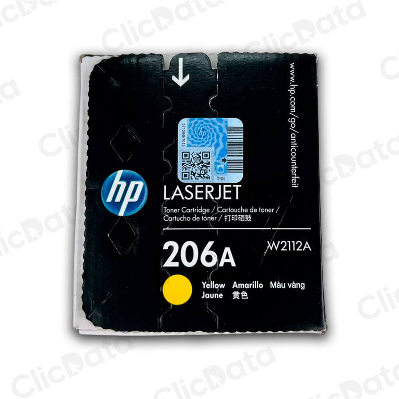 Toner Hp 206A Yellow W2112A 1,250 Pág. M283fdw, M255 Original