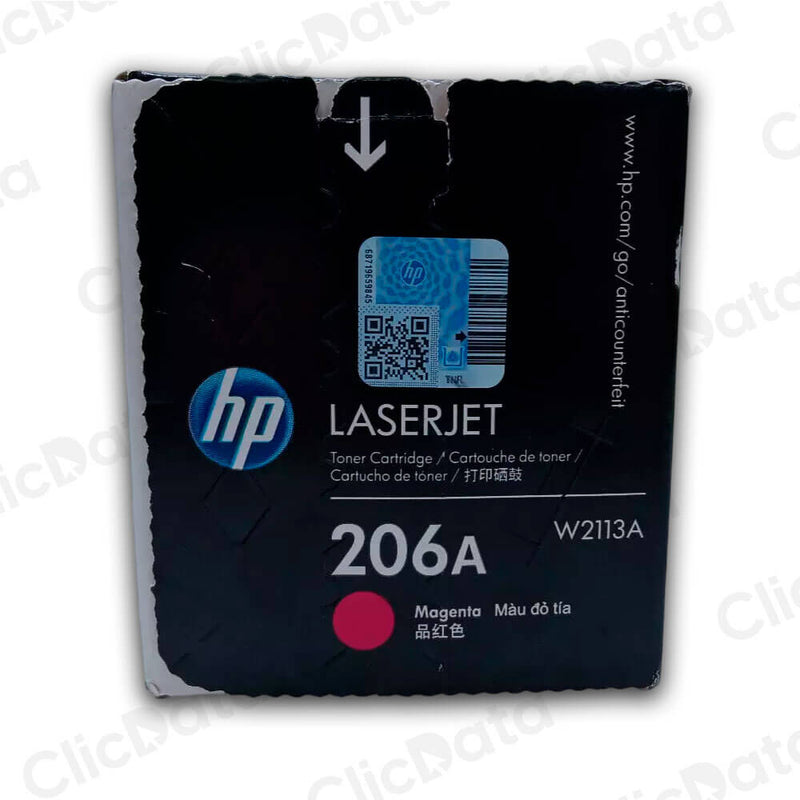 Toner Hp 206A Magenta W2113A 1,250 Pág. M283fdw, M255 Original