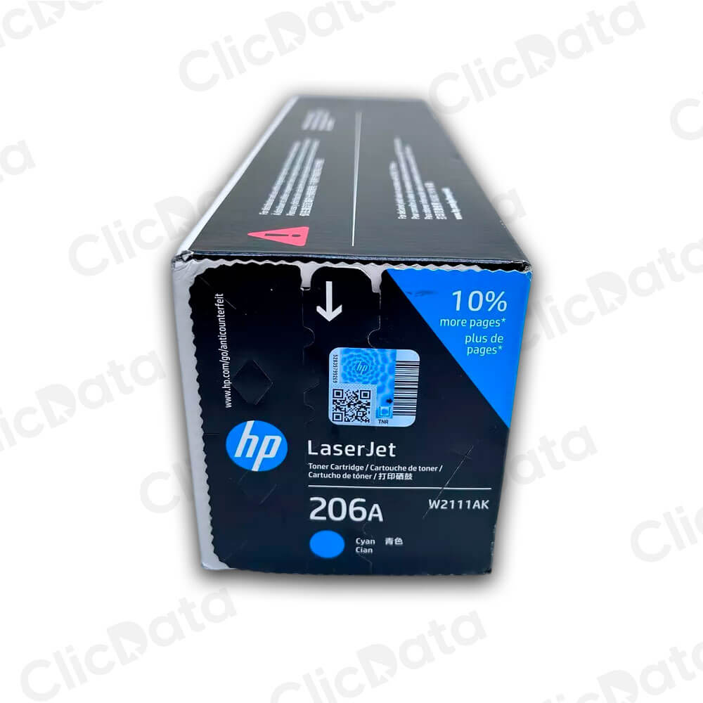Toner Hp 206A Cyan W2111A 1,250 Pág. M283fdw, M255dw Original