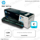Toner Hp 206A Cyan W2111A 1,250 Pág. M283fdw, M255dw Original