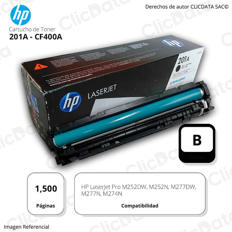 Toner Hp 201A Negro Cf400A 1,500 Pág. M277DW, M277N Original
