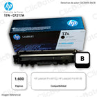 Toner HP 17A Negro CF217A 1,600 Pág. LaserJet M102, M130 Original