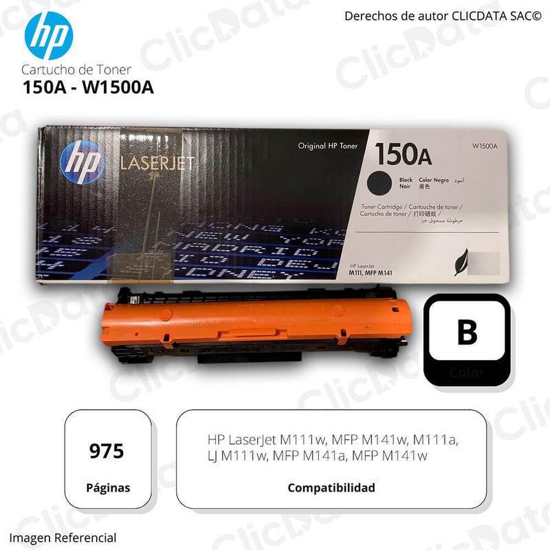 Toner HP 150A Negro W1500A 975 Pág. M111w, M141a Original