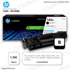 Toner HP 145A Negro W1450A 1,700 Pág. 3108fdw, 3008dn Original