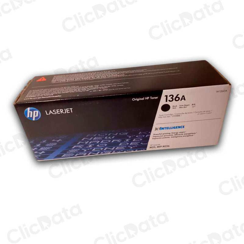 Toner HP 136A W1360A Black 1,150 Pág M211, M236dw Original