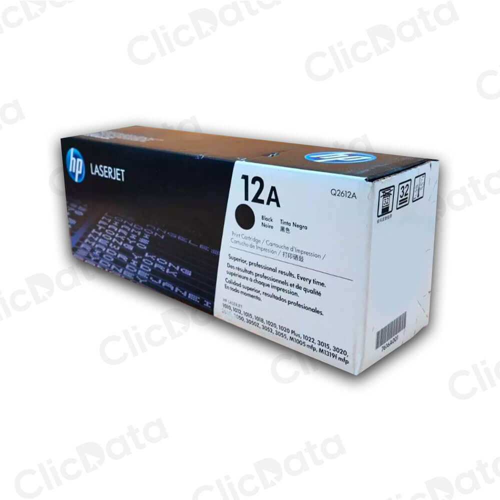Tóner HP 12A Negro Q2612A 2,000 Pág. M1319, M1005 Original