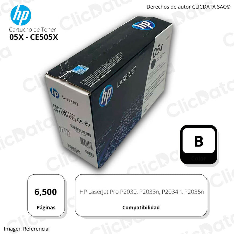 Toner Hp 05X Negro Ce505X 6,500 Pág P2030, P2035n Original