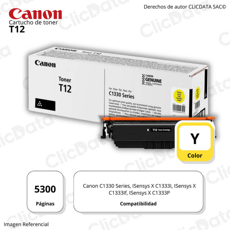 Toner Canon T12 Amarrillo 5,300 Pág. c1330, C1333i Original