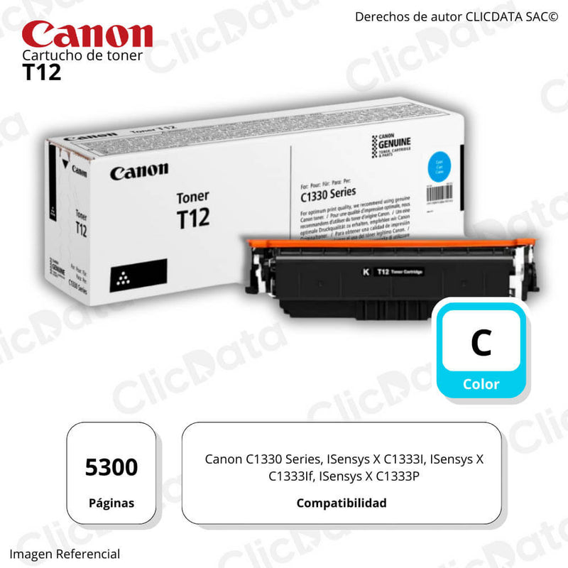 Toner Canon T12 Cyan 5,300 Pág. c1330, C1333i Original