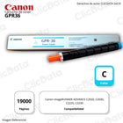 Toner Canon GPR-36 Cyan 19,000 Pág. C2020, C2225 Original
