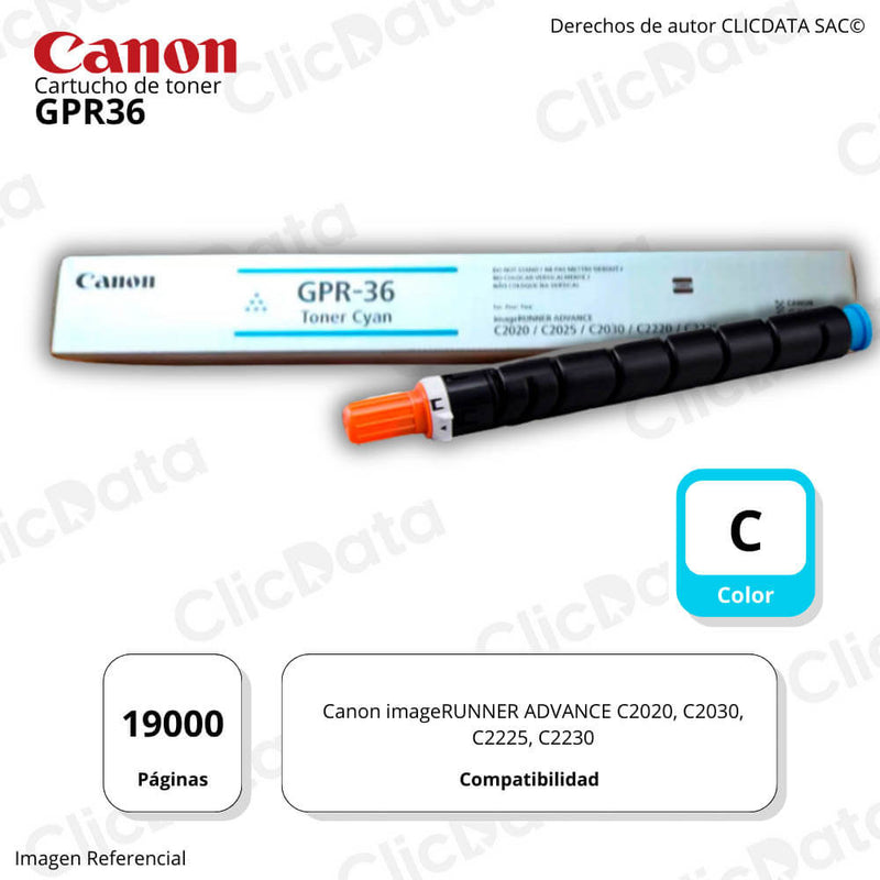 Toner Canon GPR-36 Cyan 19,000 Pág. C2020, C2225 Original