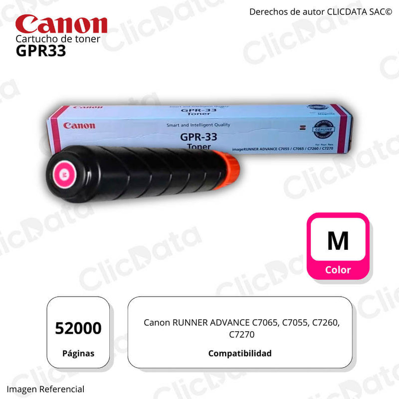 Toner Canon GPR-33 Magenta 52,000 Pág. C7270, C7260 Original