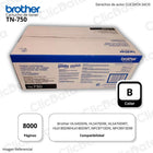 Toner Brother TN 750 Negro 8,000 Pág. HL 5450DN, 8910DW Original