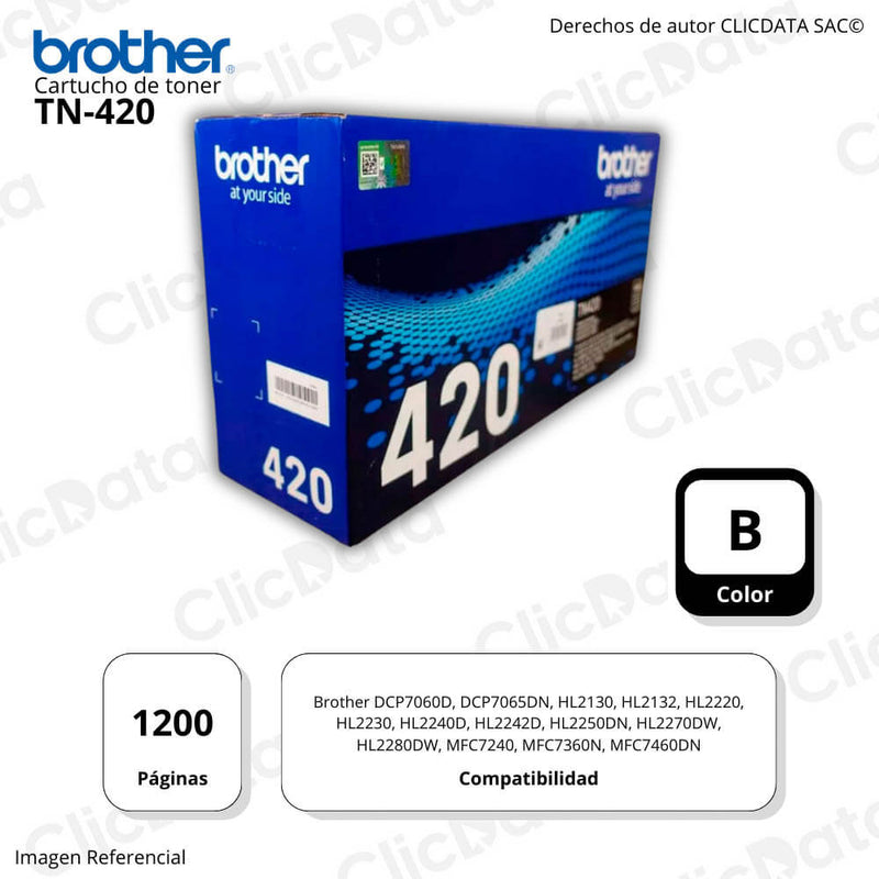 Toner Brother TN 420 Negro 1,200 Pág. hl 2132, hl2250 Original