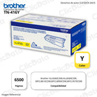 Toner Brother TN 416Y Yellow 6,500 Pág. HL-L8260CDW Original