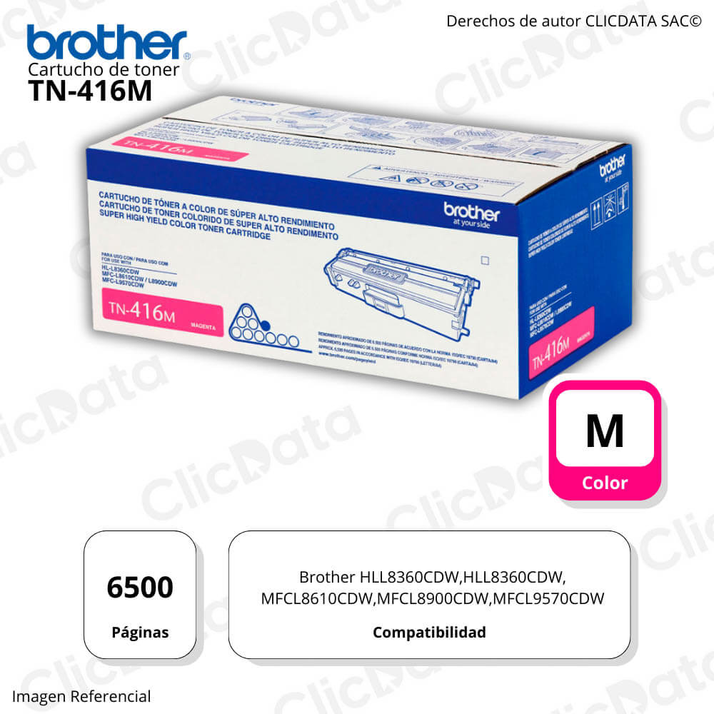 Toner Brother TN 416M Magenta 6,500 Pág. HL-L8260CDW Original