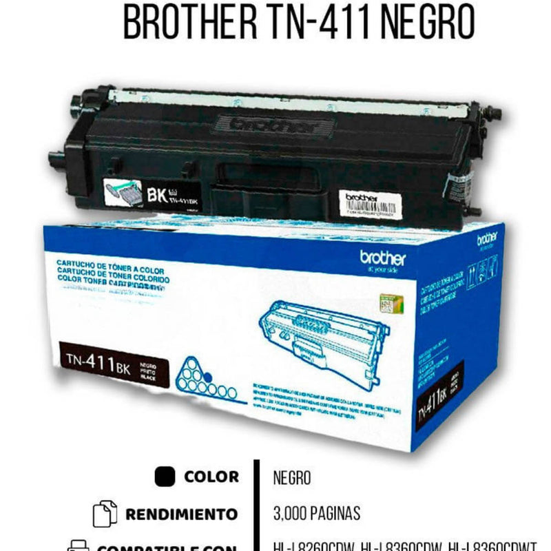 Toner Brother TN 411Bk Negro 3,000 Pag HL L8260CDW Original