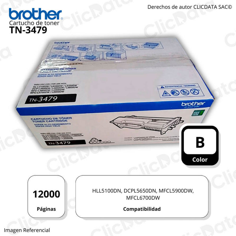 Toner Brother TN 3479 Negro 12,000 Pág. L5650Dn, L6700DW Original