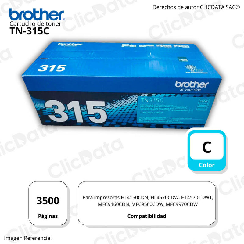 Toner Brother TN 315C Cyan 3,500 Pág. HL4150, 9560cdw Original