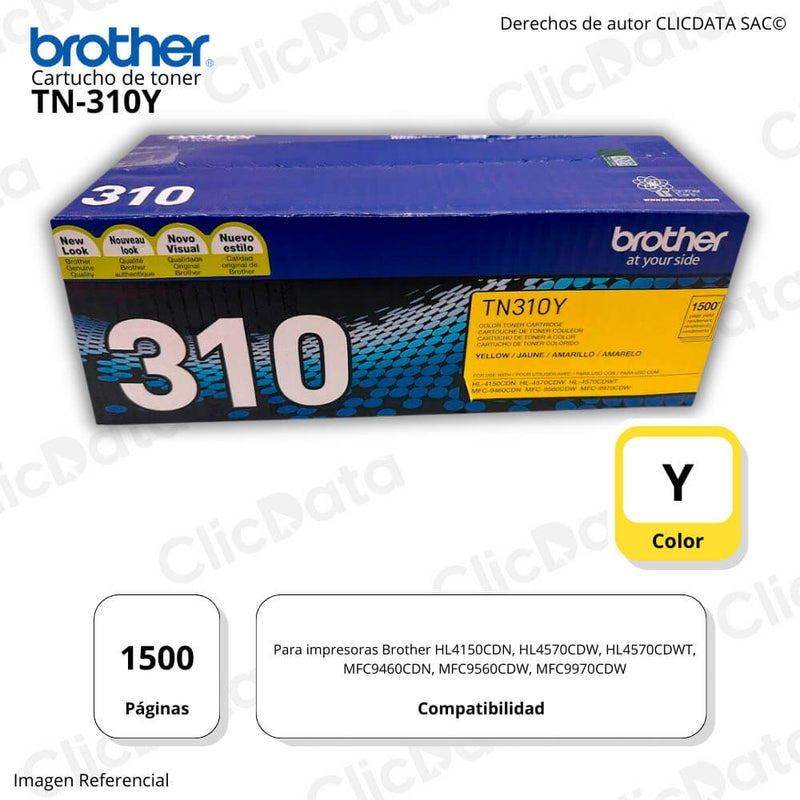Toner Brother TN 310Y Amarrillo 1,500 Pág. MFC-9970CDW Original