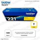 Toner Brother TN 221Y Amarrillo 1,400 Pág. l3170cdw, 9340CDW Original
