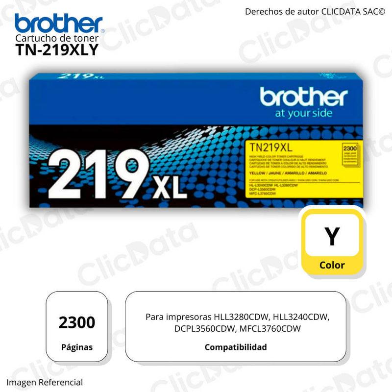 Toner Brother TN 219Xly yellow 2,300 Pag L3280Cdw, L3240 Original