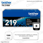 Toner Brother TN 219Bk Negro 1.500 Pag L3760CDW, L3240 Original