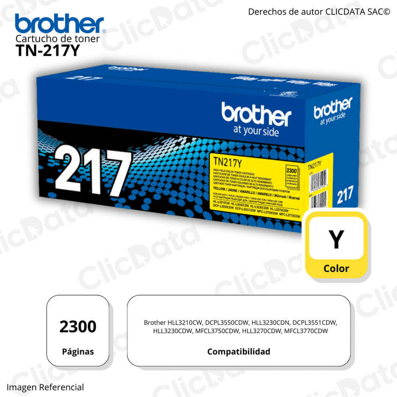 Toner Brother TN 217Y yellow 2,300 Pág. L3270, L3551cdw Original