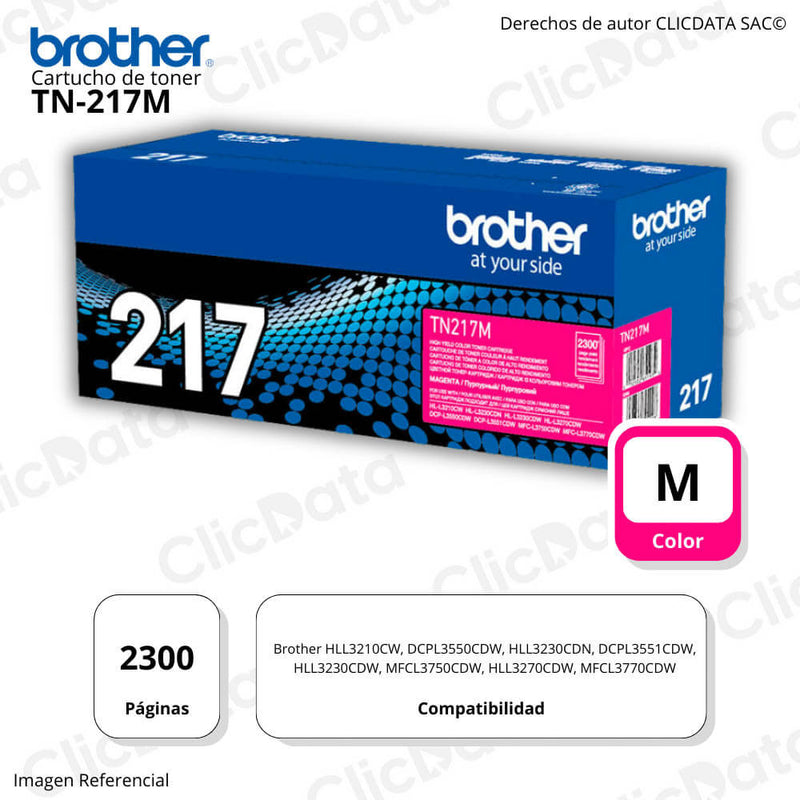 Toner Brother TN 217M Magenta 2,300 Pág. L3270, L3551cdw Original