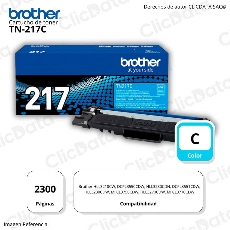 Toner Brother TN 217C Cyan 2,300 Pág. L3270, L3551cdw Original