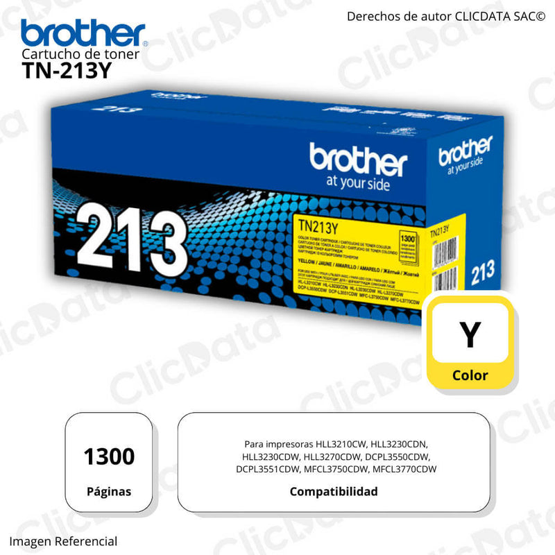 Toner Brother TN 213Y yellow 1,300 Pág. L3551, L3570cdw Original